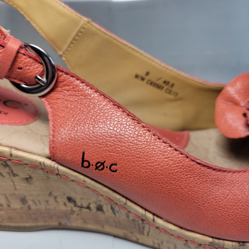 Womans B O C Born Concepts Pink Sling Back Peep toe Wedge sandals Size 9 - Picture 7 of 11